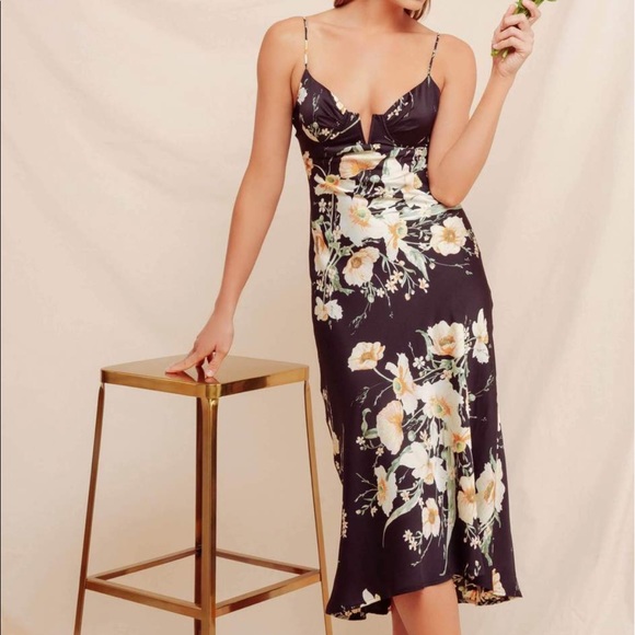Astr Dresses & Skirts - ASTR THE LABEL CORALIE BLACK FLORAL MIDI DRESS